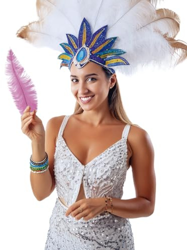 FIESTAS GUIRCA Casquette Option couleur plume d'autruche grande 35-40 cm Unisexe Rose Tribal Fête One Size Plume Nettoyage à sec uniquement