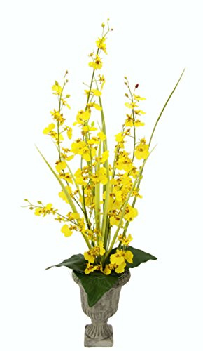 Künstliche Orchidee im Pokal 78x20x20cm gelb Kunstblume Blume Kunstorchidee Phalaenopsis mit Übertopf Kunstpflanze Hochzeit Deko Schmetterling Phalaenopsis Dekoblume Seidenblume Blumenarrangements