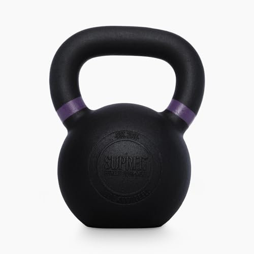 SUPRFIT – Elite Kettlebells 20 kg – pulverbeschichtete Kugelhantel aus massivem Gusseisen für Fitness, Crossfit & Krafttraining – mit Farbcodierung zur besseren Unterscheidung der Gewichte