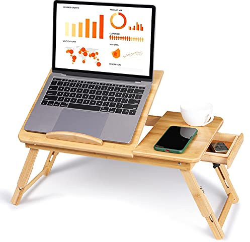 lyrlody Klappbarer Laptoptisch für Bett - Multifunktionaler Stabiler Betttablett Leicht - Ideal für Frühstück Lesen Arbeitsunterlagen, 50 x 30 x 20 cm