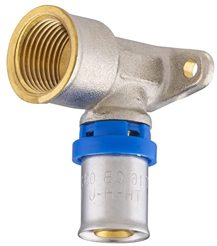 Raccord Multicouche à Sertir Multi profils TH-H-U coude applique murale diamètre Ø16 mm - à visser femelle 15x21 (1/2) - Norme NF 545 pour réseau d'eau potable et chauffage NOYON & THIEBAULT
