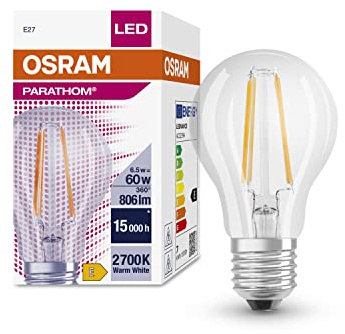 Osram LED-Lampen, klassische Kolbenform PARATHOM® CLASSIC A 60 CL 6.5 W/2700 K E27 FIL