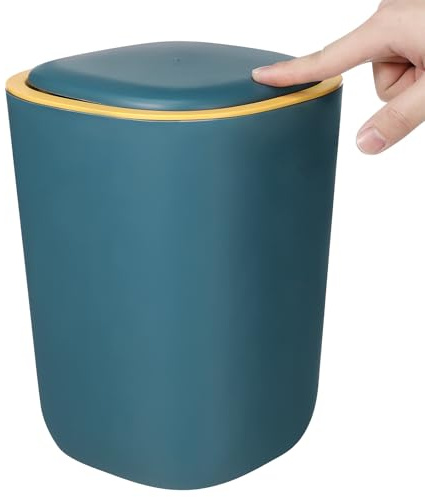 HEMOTON Kompakter Flip Mülleimer Mit Deckel 10.4 Zoll Mülltonne Für Küche Und Schlafzimmer Abfallkorb Praktisch Und