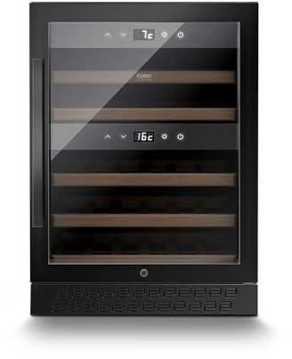 Caso-WineChef Pro 40 black, Weinkühlschrank mit Kompressortechnik, WiFi Smart Control, Lagerung von bis zu 40 Flaschen, Touch Bedienung, 2 Zonen, Temperatur elektronisch einstellbar von 5-20 °C