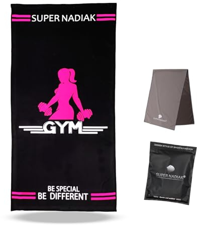 super NADIAK Asciugamano Palestra in Microfibra Ultra Assorbente Telo Sportivo per Fitness, Yoga, Sala Pesi - Rapida Asciugatura - Design Elegante - Morbido e Compatto