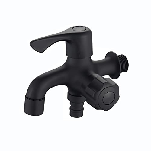 Wasserhahn garten doppelwasserhahn schwarz one in two out garten wasserhahn 1/2 zoll doppel 1/2 zoll wasserhahn doppel für Waschbecken Schwarz A