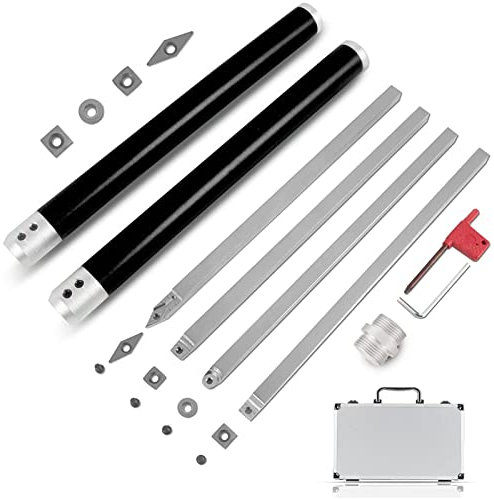 Drechselwerkzeuge, Hartmetall Diamantform/Runde/Vierkantschneider Drehmeißel Set, Drechseleisen,Drehstahl Drechselzubehör,Drehmeissel Drehfinisher Werkzeug,Aluminiumgriffe,Handwerksliebhaber