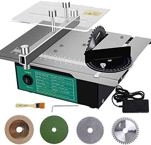 Mini Scie Sur Table Mini scie à table de précision portable 180 W lame de scie circulaire réglable en hauteur avec table de poussée pour la coupe artisanale peut scier le bois/métal/plastique