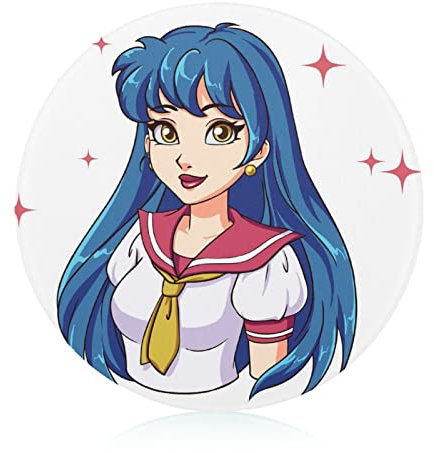 Blue Hair Girl Planche à découper ronde en verre résistant aux rayures 20 cm