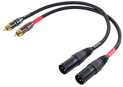 WJSTN Cavo RCA a XLR, cavo XLR maschio a RCA maschio, cavo audio HiFi maschio RCA a XLR maschio, 4N OFC 20AWG schermato doppino intrecciato in rame senza ossigeno, 2 pezzi (0,7 m)