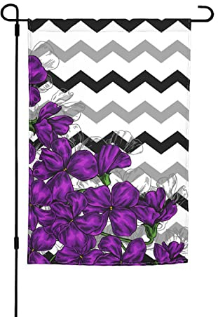 Gartenflaggen, Aquarell, Veilchen, Blumen, Premium-Yard-Flagge, abstrakt, schwarz, grau, Welle, gestreift, Hintergrund, Malerei, Urlaubsparty, Flagge, Outdoor-Bauernhaus- tion, Startseite, Verand