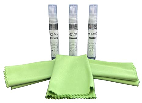 ARNOG Spray Nettoyant Lunettes Anti-Buée 3x5ml avec Chiffon Microfibre - Spray Nettoyant Verres Sans Alcool pour Lunettes de Vue et de Soleil - Format de Poche pour Nettoyage Doux et Efficace
