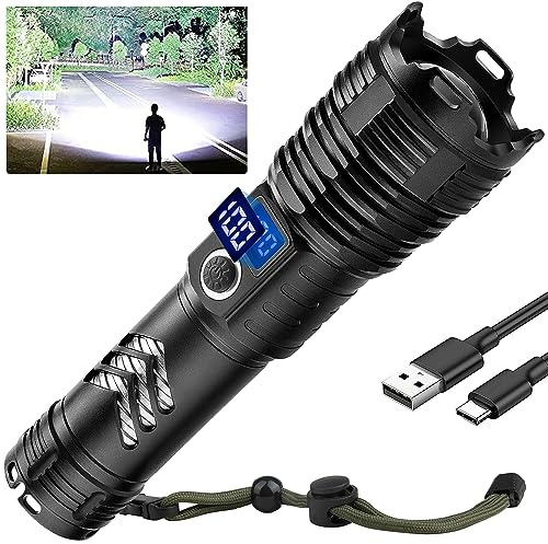 taoquwe Flashlights High Lumens LED Rechargeable, 99,000 Lumen Super Bright Flashlight High Power USB Flash Light,Waterproof Handheld LED Flashlight for Camping Hiking