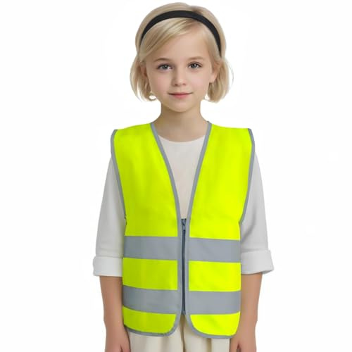 Graunton Warnweste Kinder, Sicherheitsweste Kinder mit Reflexstreifen, Kinder Warnweste für Radfahren, Pendeln,Outdoor-Aktivitäten, Strapazierfähig & atmungsaktiv, Gelb, XXS.