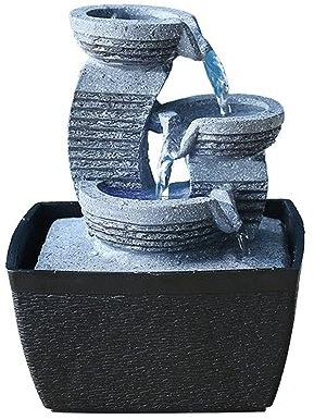 BebeXi Fontana Grande da Giardino Esterno Fontana da Tavolo in Resina Roccia Fontana da Tavolo a Tre Strati con Acqua Corrente Zen Meditazione Calma