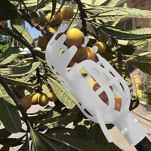 LekLai Obstpflücker-Kopfkorb, Obstpflücker Aus Kunststoff, Obstpflücker-Erntekorb, Apfelernte-Pflückwerkzeug, Garten-Obstfänger Für Obstgarten/White