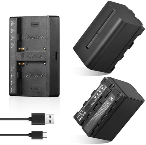 Soonpho 2-Pack NP-F750 Batterie de Rechange Remplacement Battery et Smart LED Double Chargeur USB-C pour Sony NP-F970 F960 F950 F770 F750 F570 F550 Compatible Godox Neewer caméscope/Moniteur/caméra