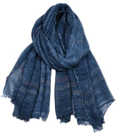 YUKORT Winter-Strickschal FüR MäNner Winter Männer Schal Baumwolle Leinen Garn gefärbt Gestreiften männer Schals Quaste Lange Schal Männlich Zubehör Schal Herren (Color : Blue)