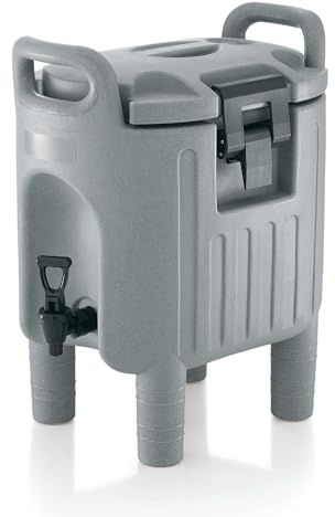 ich-zapfe.de Thermobehälter, Thermogetränkebehälter, Getränkebehälter mit Zapfhahn - Grau, 7,5L