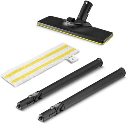 Kärcher Bodendüsenset EasyFix für SC 1, 1 EasyFix-Bodendüse, 1 Universal-Bodentuch aus Feinstfaser, 2 Verlängerungsrohre (0,5 m), Original-Zubehör für Kärcher Dampfreiniger SC 1