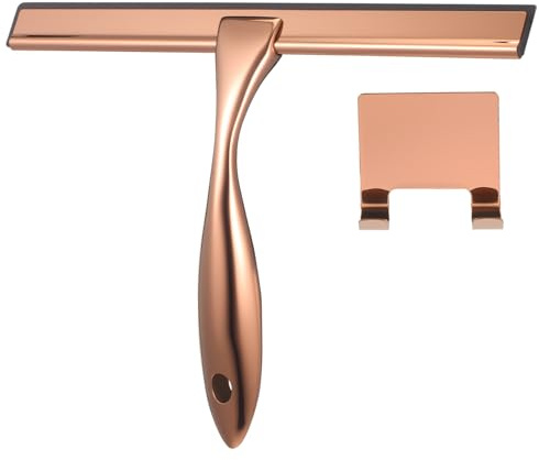COLLBATH Bronze Silicone Stainless Steel Glass Multipurpose Squeegee for Bathroom Shower Door Window Mirror Car Cleaning Wiper Lightweight Ergonomic Design
