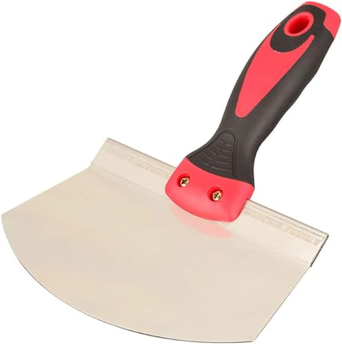 Amazleer Scraper Blade Bucket Scoop for Drywall Plaster Stainless Steel Bucket Scoop for Paint, Curved Contoured Blade Soft Comfort Grip Handle for Decorating, Filling, Drywall, Plaster (Curved)