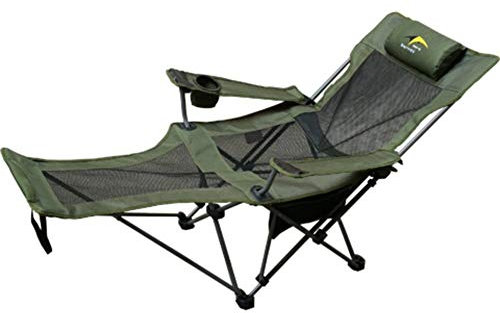 HZHXIFUFA Klappbarer Campingstuhl für Erwachsene, Outdoor-Klappstühle, Campingstühle mit Fußstütze, verstellbar, kompakte Campingstühle, Liegestuhl für Camping, Wandern, Strand, Angeln, Garten