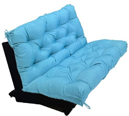 Hollywoodschaukel mit dicker Rückenlehne, für Garten, Terrasse, 100 x 100 x 10 cm, Blau