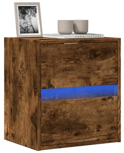 ShGaxin 852279 Meuble TV mural avec lumières LED chêne fumé 41 x 31 x 45 cm, table TV, meuble TV, meubles de salon, table de salon TV