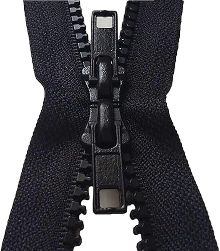 AMANTE NSF Cerniera DOPPIO CURSORE Lampo Zip divisibile DOPPIA APERTURA catena 6 in Plastica (Nero, 75 cm)