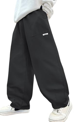 Happy Cherry Enfant Garçon Cargo Pantalon Multi-Poches Jogging Pantalon Sport Danse Hip-hop Décontracté 5-14 Ans Ados Garçon 140
