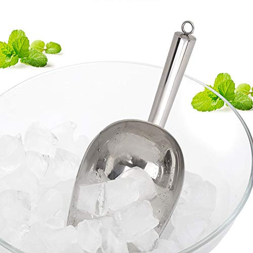 Edelstahl Multifunktionales Eisnahrungsschaufel, Großer Eisschaufel, Rundes Untere Bar Eismehl Utility Scoop, Kaffeebohnen Getrocknete Obstschaufel mit Gutem Griffgriff für Bar