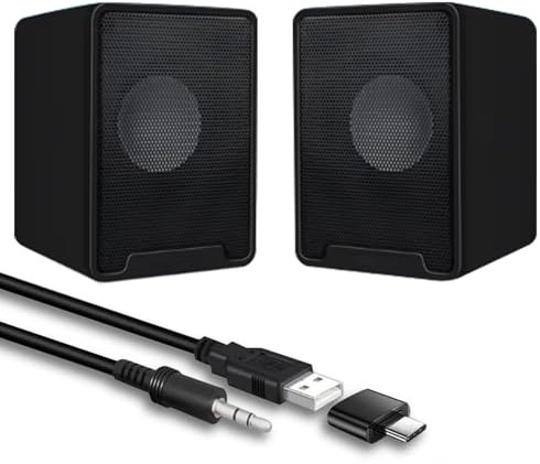 INGONEON Small PC Speakers,Computer Speakers, Mini Laptop Speaker USB Powered 3.5mm Aux Speaker for PC,Laptop,Tablet 4 diaphragms and Deep Bass