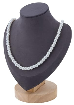 arricraft 1 soporte de exhibición de collares de busto, soporte de exhibición de collar en forma de busto de terciopelo negro con pedestal de madera, organizador de exhibición de joyas de madera para