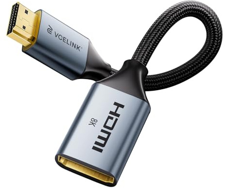 VCELINK HDMI Verlängerung kabel 0,3M, 8K@60Hz HDMI Adapter für TV Stick | Verlängerungskabel Ultra High Speed mit vergoldeten Kontakten, unterstützt 4K@120Hz, 1 Stück