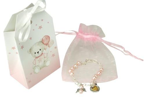 LivuX Set regalo per battesimo/orso, rosario, regalo per battesimo per ragazzi o ragazze, ricordo religioso, Pietra