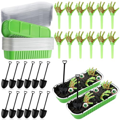 SiliFine 24 Set Halloween Baking Supplies Zombie Hands Cake Decor, Green