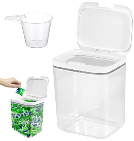HXXWEUS Waschmittel Aufbewahrung, 5,5L Aufbewahrungsbox mit Deckel, Waschpulverbehälter mit Luftdichtem Deckel, Waschpulver Aufbewahrungsbox, Wäsche Pods Behälter, für Badezimmer, Toilette