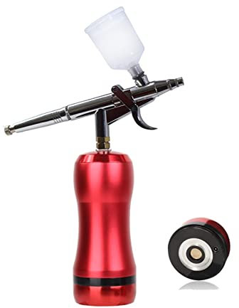 Pistolet à Peinture, Compresseur d'air étiquette privée Personnalisé mini Airbrush Remplacer la batterie Déclencheur personnel Oxygène Big Capacité Coupe d'encre Pistolet de pulvérisation(Part B Red)