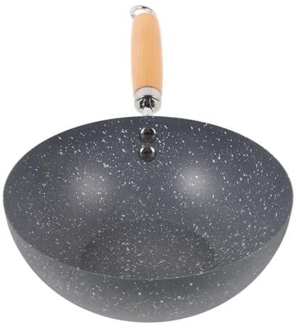 UTHCLO Sartén Pequeña Antiadherente Estampado De Mármol Sartén Wok Para Estufas De Gas Para Saltear Carne Accesorios De Cocina Para Uso Diario