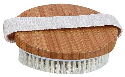 Gogogmee Cepillo Seco Corporal Natural con Crin de Caballo Exfoliante y Masajeador para Espalda y Ducha Estimula Circulación y Suaviza