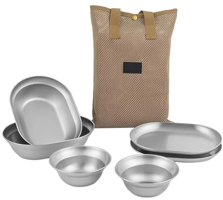 Platos De Acero Inoxidable Y Cuencos De Camping Juego De Vajilla Para Servir Al Aire Libre Alcance Antióxido,