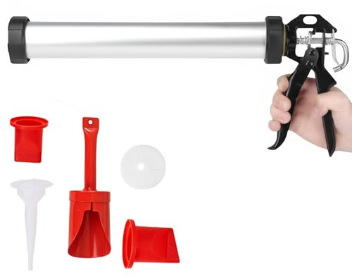 Professional Mortar Pointing & Grouting Gun Set Heavy Duty Paving Slabs Cement Tile Sealant Caulking Applicator Tool with Nozzles & Plunger Efficient Repointing Tool