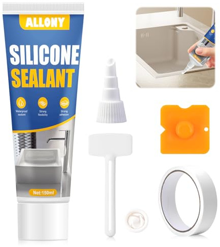 Silicone Sealant Clear, 150ML Clear Bathroom Sealant Waterproof | Kitchen Silicone sealant, Long-lasting, Suitable for Interior and Exterio, Kitchen Bathroom Shower Window, Bathroom Silicone