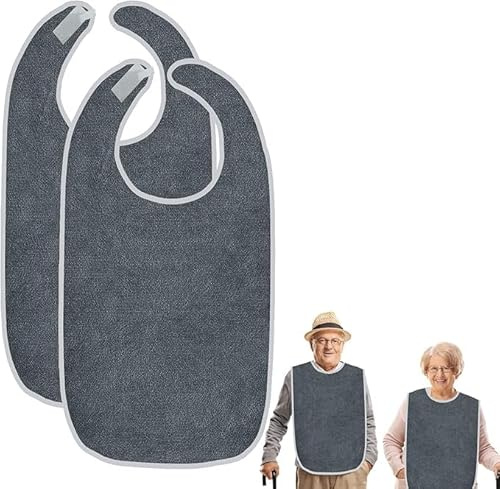 2er Pack große Lätzchen für Erwachsene, Wasserdicht mit Krümelfang – Latz für Senioren, Essschürze Senioren, Schutzlätzchen Erwachsene, Kleiderschutz & Pflege, Waschbarer Frottier-Schutzlatz 72×44cm