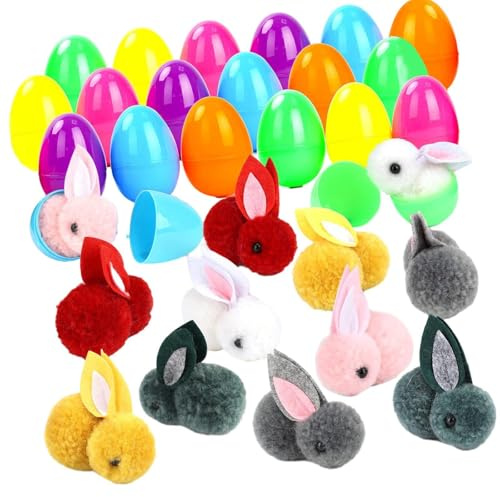 drburpily Conejos de Peluche para Fiesta, Huevos de Pascua rellenables con adorables Mini conejitos Peluche, realza el Festivo, cestas Pascua Coloridas para Rellenar, niños, niñas