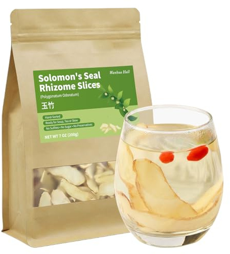 Wanhua Hall Polygonatum Odoratum (Solomon’s Seal Root) 7.05oz/200g, 100% Pure Sulfur-Free Chinese Herbal, Perfect for Tea Brewing & Soup Making 玉竹