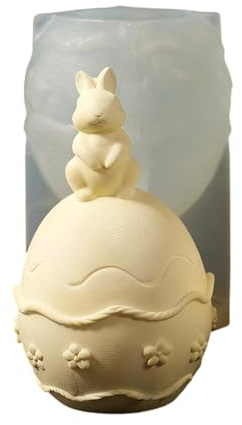 Moldes de Pascua,Utensilios de Manualidades Reutilizables Flexibles y Divertidos,Molde de Silicona para Huevos de Pascua Decoración de Conejo | Para Velas, Jabón, Yeso, Resina Epoxi y