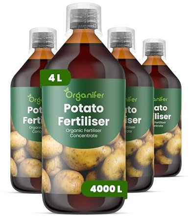 Fertilizante Líquido Para Patata - 4x1L - NPK 3-4-3 | Abono Para Hojas Saludables Y Crecimiento Fuerte - Refuerza Raíces Y Vitalidad - Organifer