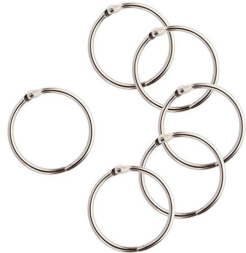 FEPITO 15 Pack 1.8 Inch Diameter Book Loose Leaf Binder Rings Key Keychain Rings, Silver Index Card Rings